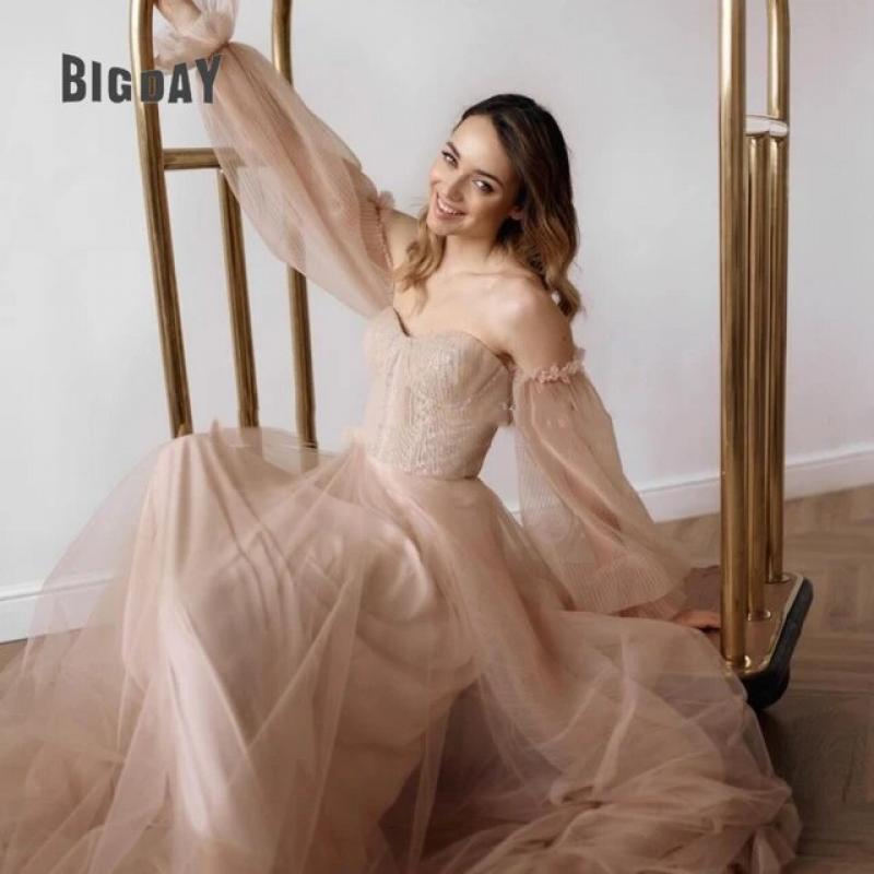 Exquisite Wedding Dress For Woman 2023 Strapless Off the Shoulder Bride Gowns Tulle Court Train Sequins Vestido de Novia Custom