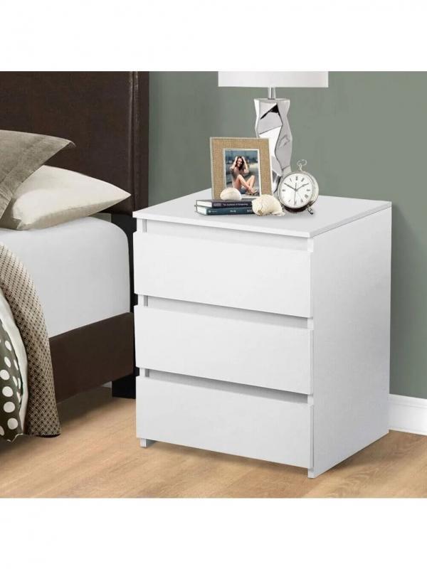 Chest of 3 Drawers Bedside Table Nightstand Cabinet Bedroom Storage Stand White