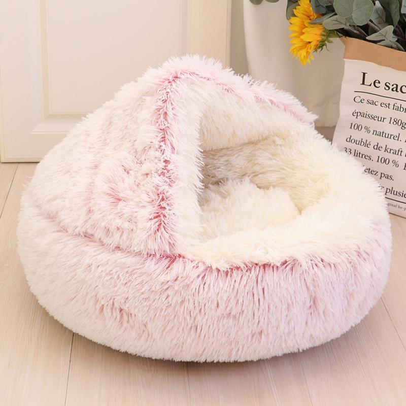 New Warm Dog Cat Bed Round Long Plush Cat's House Cave Pet Kitten Cushion Basket Sleepping Mat for Cats Small Dog Chihuahua Nest