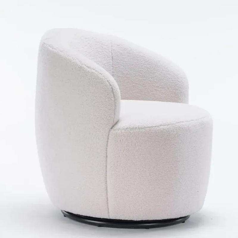HomSof Ivory Teddy Fabric Leisure Accent Chair Accent Chairs Swviel Barrel Chair for Living Room  Chairs for Bedroom