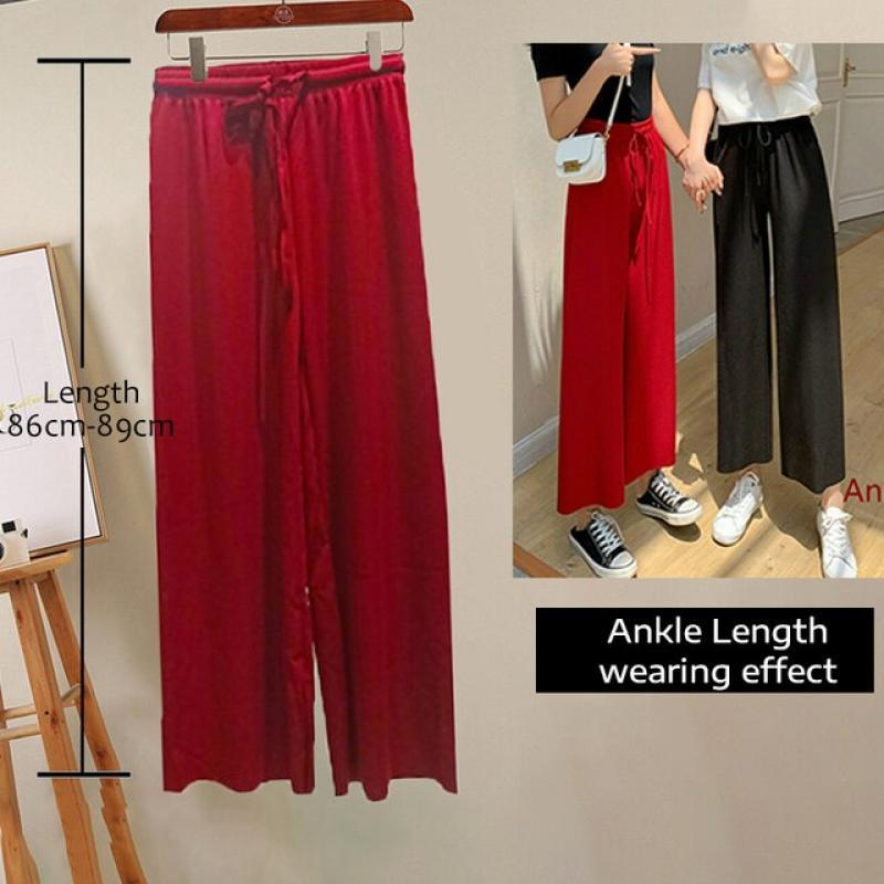 Soft Comfort Women Pants 2023 New High Waist Casual Summer Slacks Pants Women Ice Silk Ankle-Length Long Trousers Female Slacks