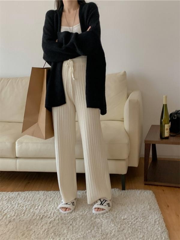 Syiwidii Knitted Wide Leg Pants Women Fall Winter 2022 Korean Loose Casual High Waisted Trousers Thicken Warm Sweater Pants