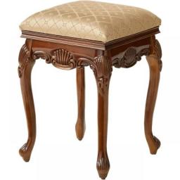 Living Room Luxury Elegant Wooden Dressing Stool Upholstered Seat Ottoman, Walnut, Free Shipping