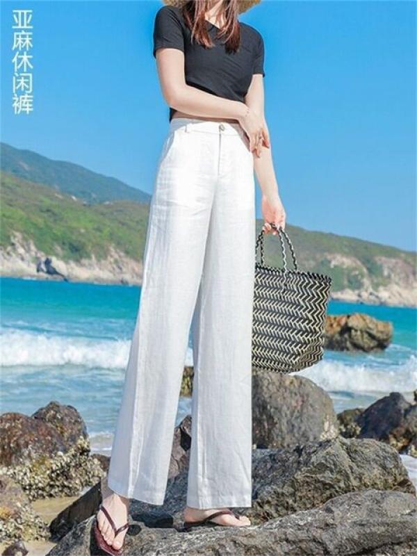 2023 Spring Summer Vintage High Waist Korean Stytle Fashion Elegant Leisure Straight WideLeg Trousers Loose Elastic Streetwear