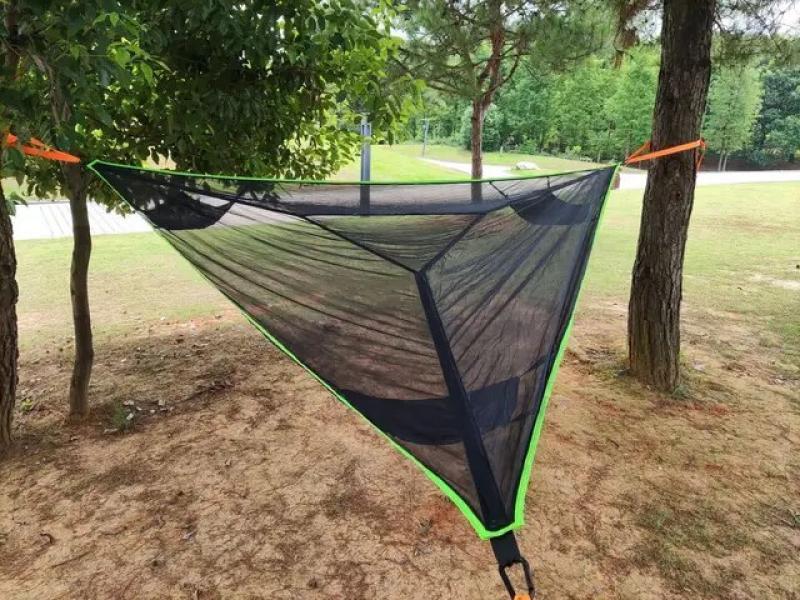 Outdoor Triangle Hammock Aerial Multi-person Portable Camping Hammocks Garden Furniture Sets Tent Net Load Capacity 300kg