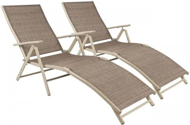 Patio Lounge Chairs Set of 2 Beach Adjustable Chaise Lounge Outdoor Pool Side Folding Recliners Sun Loungers