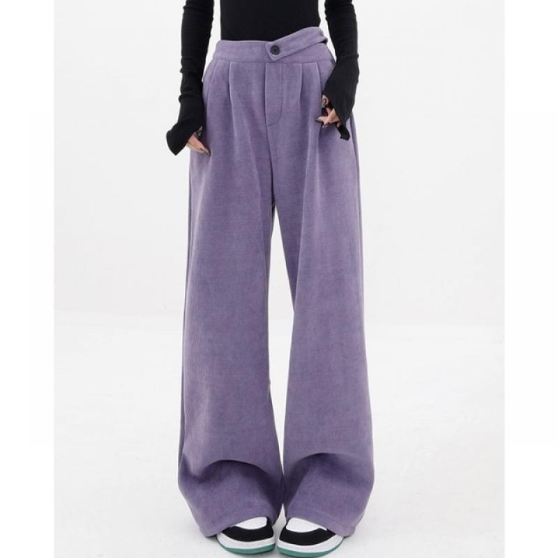 Purple Sweatpants Women High Street Corduroy Baggy Pants Vintage American Streetwear Fashion Female Straight Wide Leg Trouser