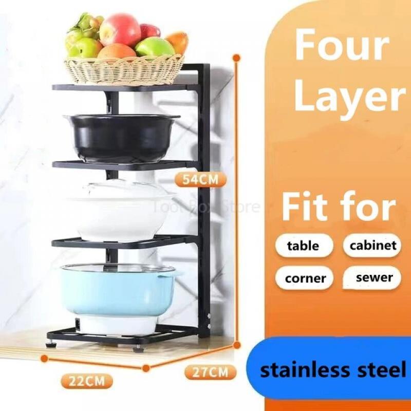 Kitchen Sink Shelf Pot Rack Under Cabinet Storage Organizer Multi-Layer Frying Pan Rice Cooker Holder Home Kitchen Supplies