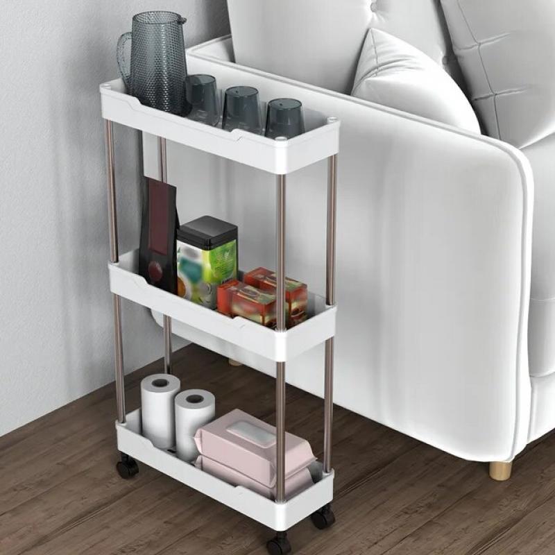 1pc Bathroom Storage Rack With Wheels, 3/4 Layer Rolling Utility Cart, Bathroom Storage Organizer, Multi-purpose Utility Cart