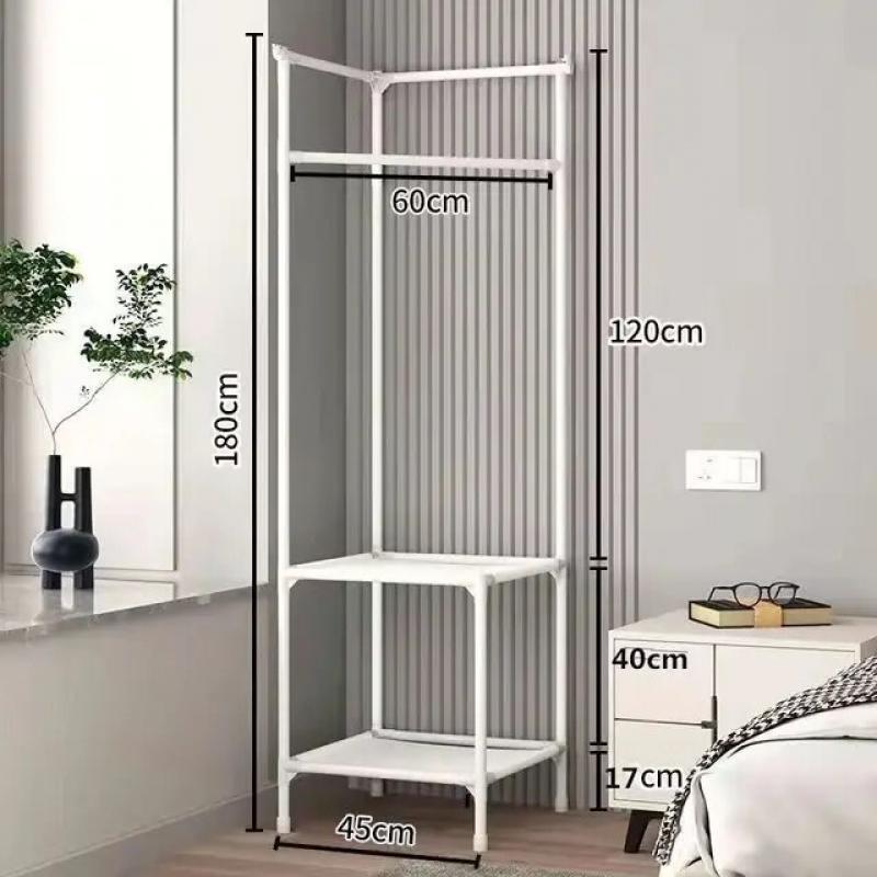 Corner Coat Rack Multi-Function Floor Standing Clothes Hanger Racks Removable Metal Clothing Storage Shelf Cabinet Hanging Rack