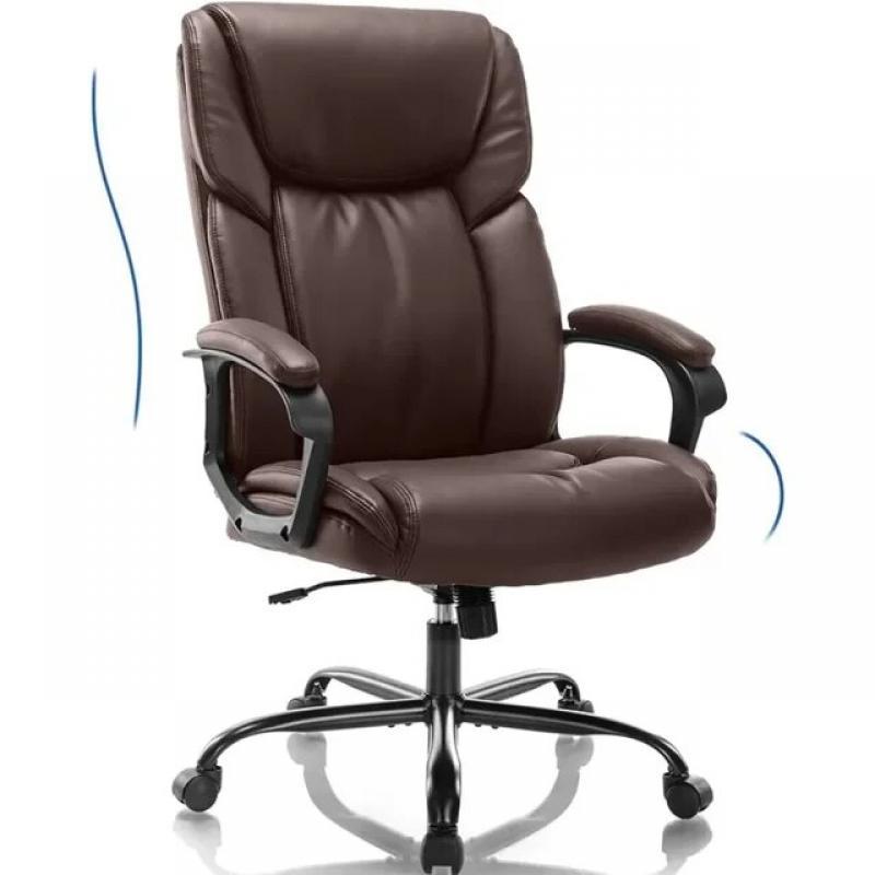 Executive Office Chair - Ergonomic home computer desk chair with wheels, lumbar support, PU leather,adjustable height and swivel