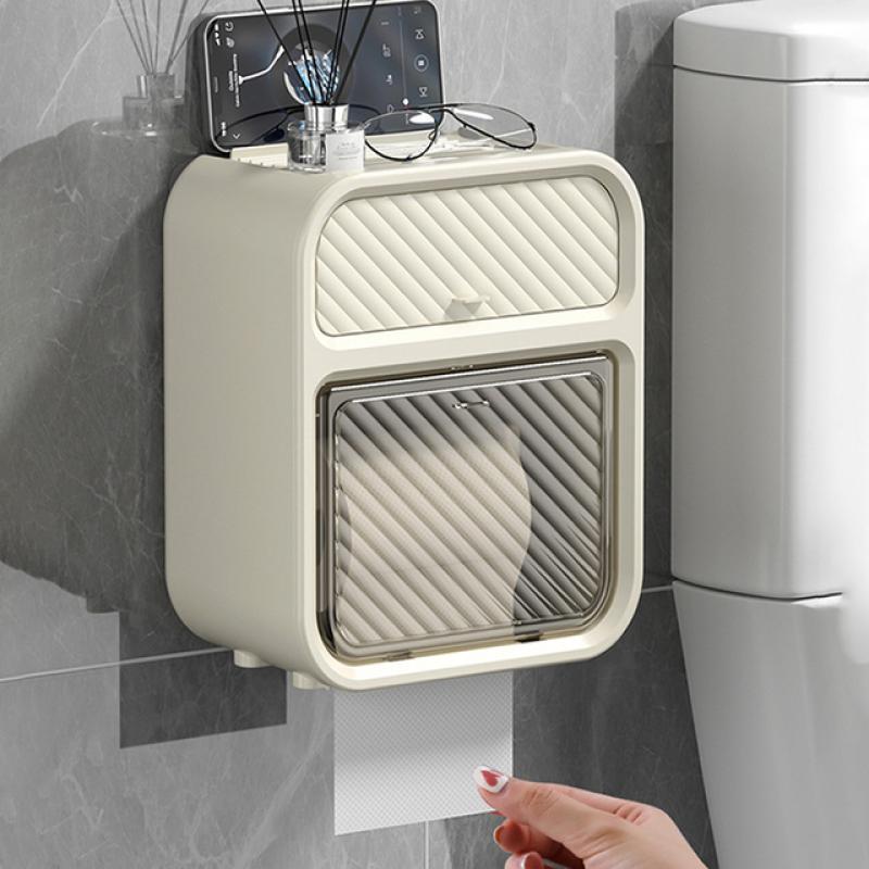 Multifunctional Wall-mounted Tissue Box with Storage Shelf