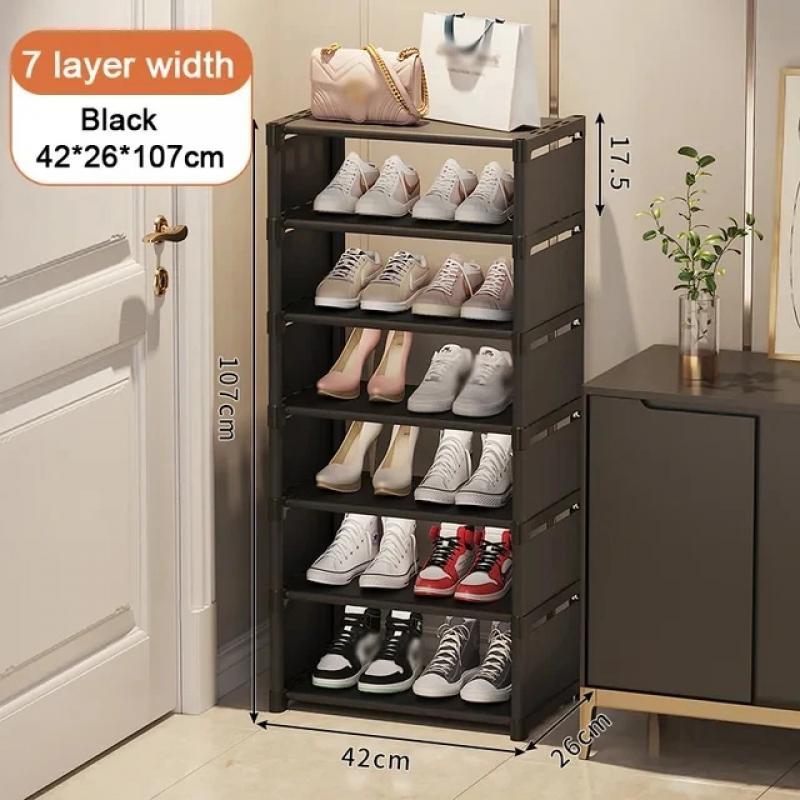 5-7laye Shoe Rack Stackable Shoees Storage Organizer Cabinets Space Saving Sneakers Organizer for Entry Wall Corner Shoes Shelf