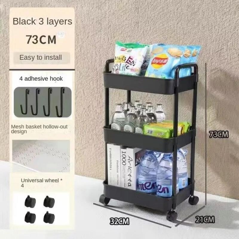 Mobile Storage Rack Trolley Kitchen Bathroom Bedroom Multi Storey Snacks Storage Rack with Wheels Organizer Home Accessories