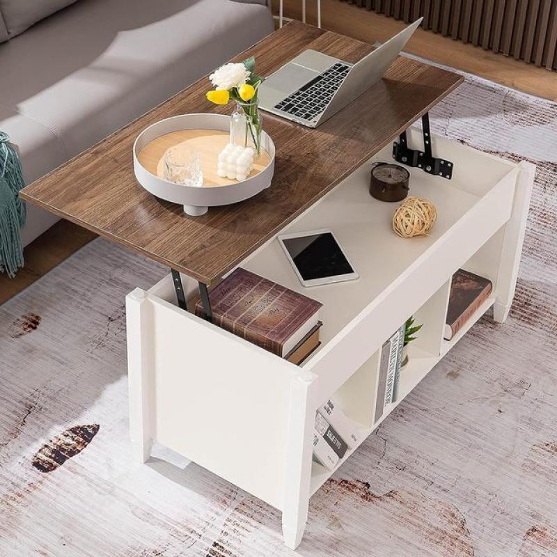 White Tea and Coffee Tables for Living Room Chairs With Storage Shelf/Hidden Compartment Furniture Lift Top Coffee Table Dining