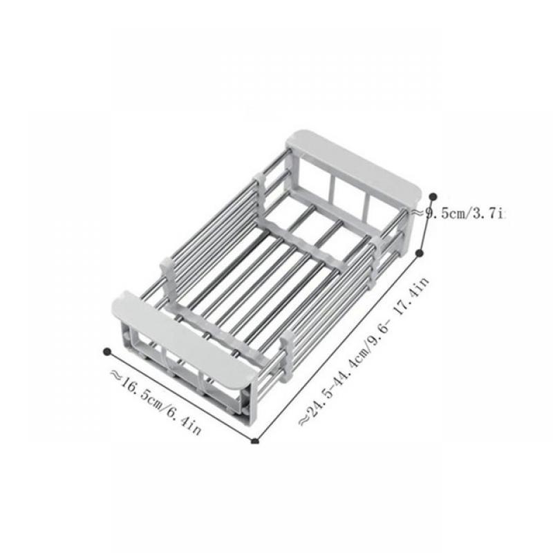 Adjustable Dish Drainers Stainless Steel Sink Drain Racks Fruit Vegetable Drain Basket Kitchen Extendable Dish Drying Racks