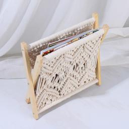 Cotton Rope Woven Newspaper Rack Folding Magazine Organizer Desktop Storage Rack Information Rack Bookshelf Floor-standing Stora