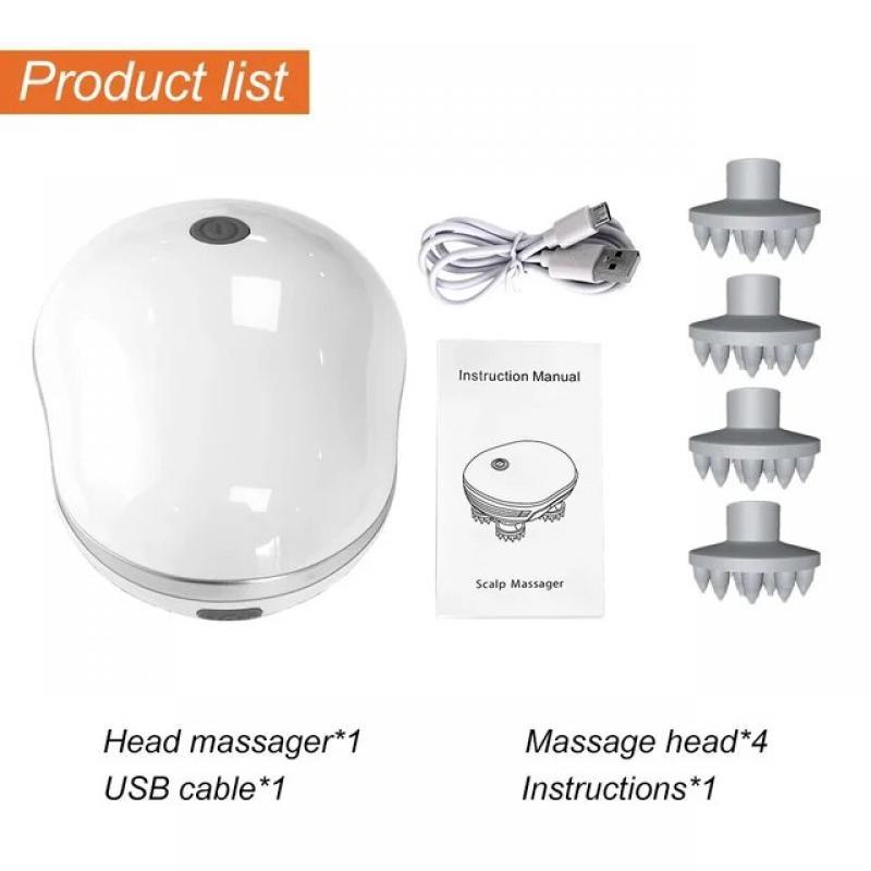 Infrared Scalp Massager with 4 Kneading Massage Heads Head Body Massager for Hair Growth Stress Relax Red Light Nourishes Hair