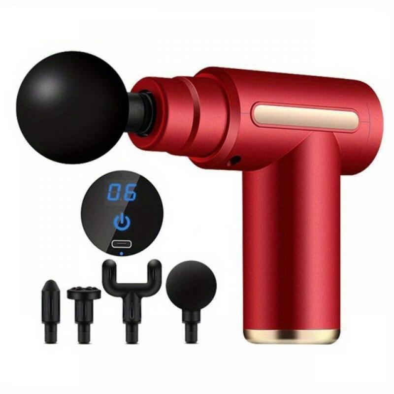 Portable Fascial Massage Gun Electric Percussion Pistol Massager Body Relaxation With LED Touch Screen 4Replaceable Massage Head