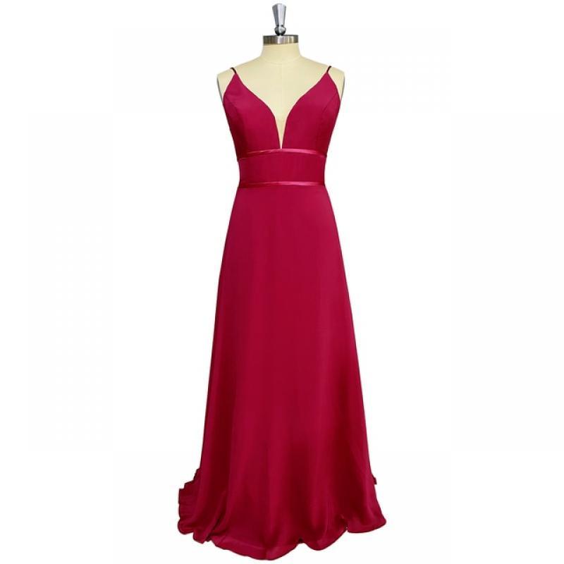 DIDEYTTAWL Spaghetti Straps Chiffon Bridesmaid Dress 2023 Open Back Sleeveless V Neck A Line Evening Prom Gown For Women
