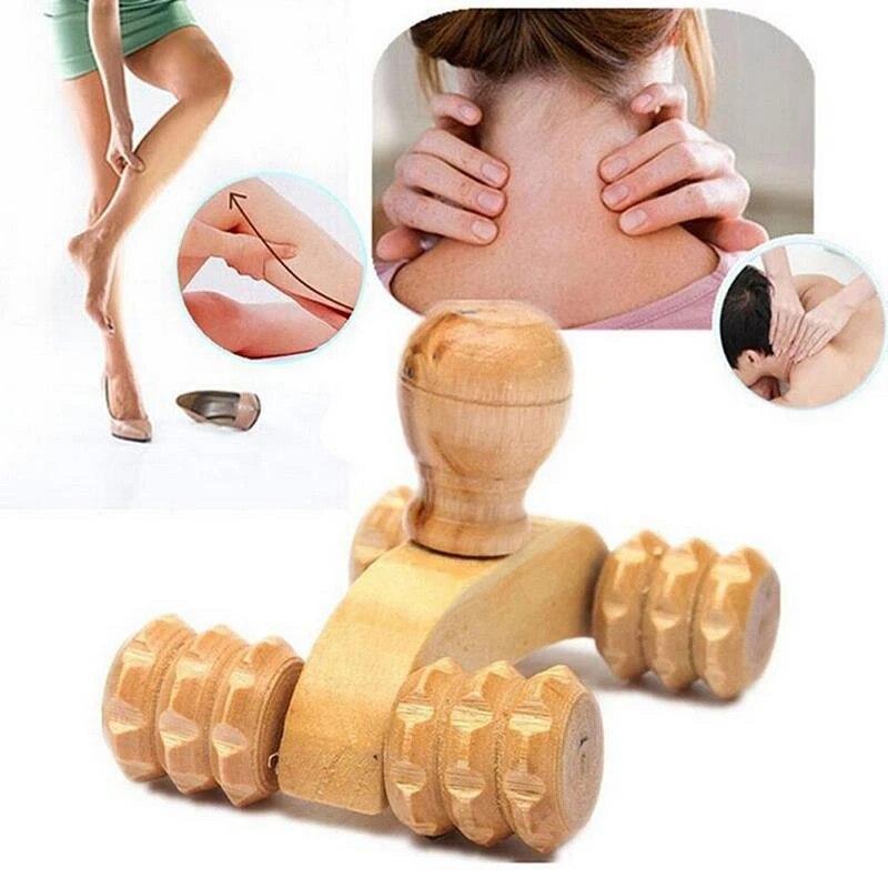 Solid Wood Full-body 4 Wheels Wooden Car Roller Relaxing Hand Massage Tool Reflexology Face Hand Foot Back Body Therapy Product