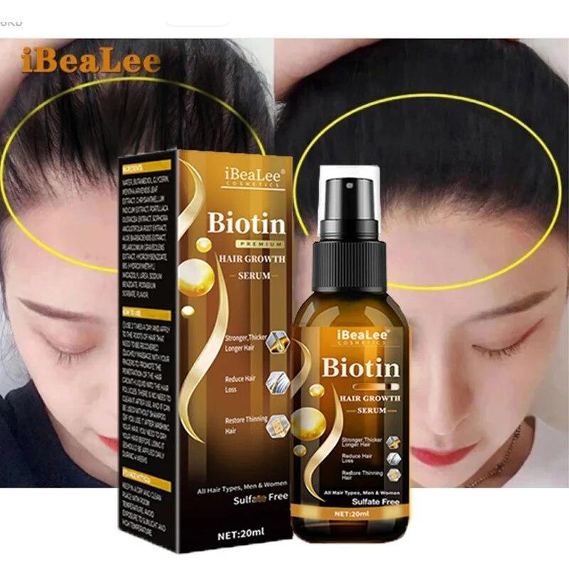 iBeaLee Hair Growth Products Biotin Fast Growing Hair Care Essential Oils Anti Hair Loss Spray Scalp Treatment For Men Women