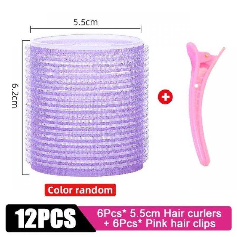 Jumbo Size Self-Grip Hook Hair Rollers Set 12/24pcs Natural Curlers Heatless Self-adhesive Curling Hairdressing Styling Tools