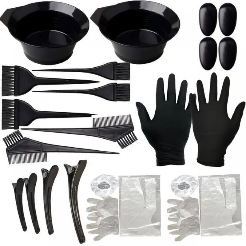 Hair Dyeing Tools Set Home Salon Hair Dyeing Brush Hair Dyeing Cream Bowl Coloring Brush Comb Earcap Clips Dyeing Cape Kits
