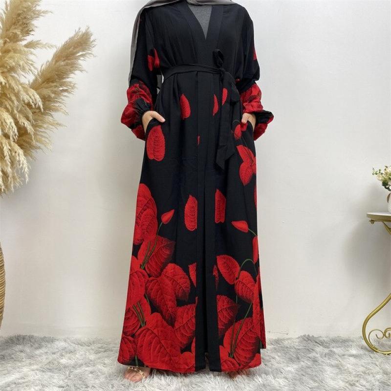 Women African Print Clothing dashiki Robe Open Kimono 2023 New Lantern Sleeve Beach Cardigan Femme Muslim Abaya