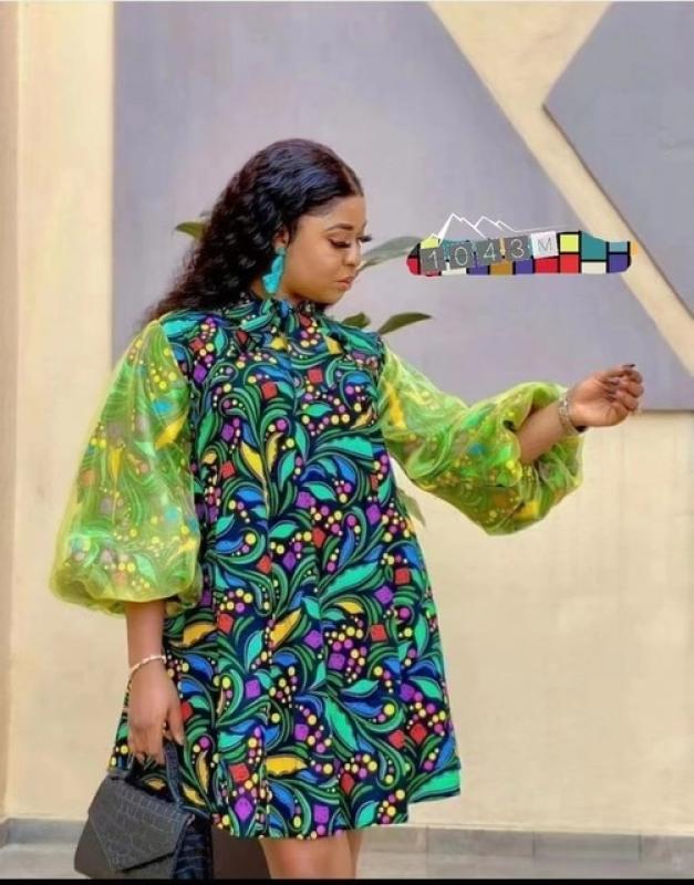 Women African Print Clothing Fashion Organza Puff Sleeves Dashiki Robe 2023 New Lantern Sleeve Beach Cardigan Femme Muslim Abaya