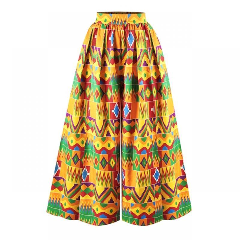 African Women Clothes Ankara African Woman Dresses Bazin High Waist Pants Dashiki Fashion Printed Trousers Wide Leg 2022 News