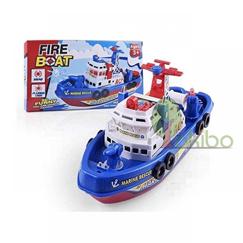 Spray Water Swim Pool Electric Boat Bathing Toys for Kids Rescue Model Fireboat with Light Music LED Toys For Baby