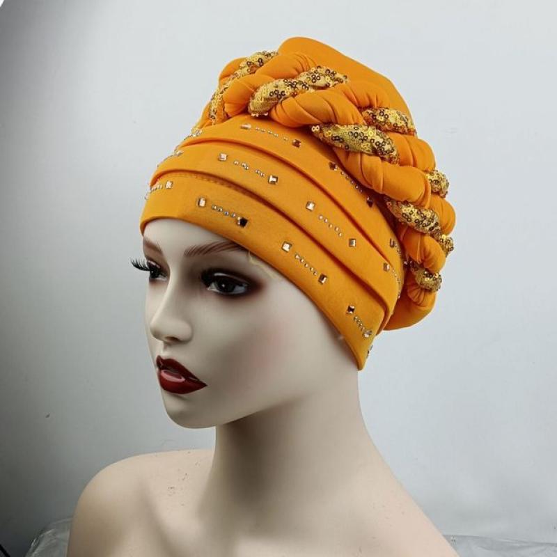 2022 New African Hat Headwrap Hats for Women Pre-Tied Africain Designer Bonnets Turban Knot Beanie Africaine Turbante Africano