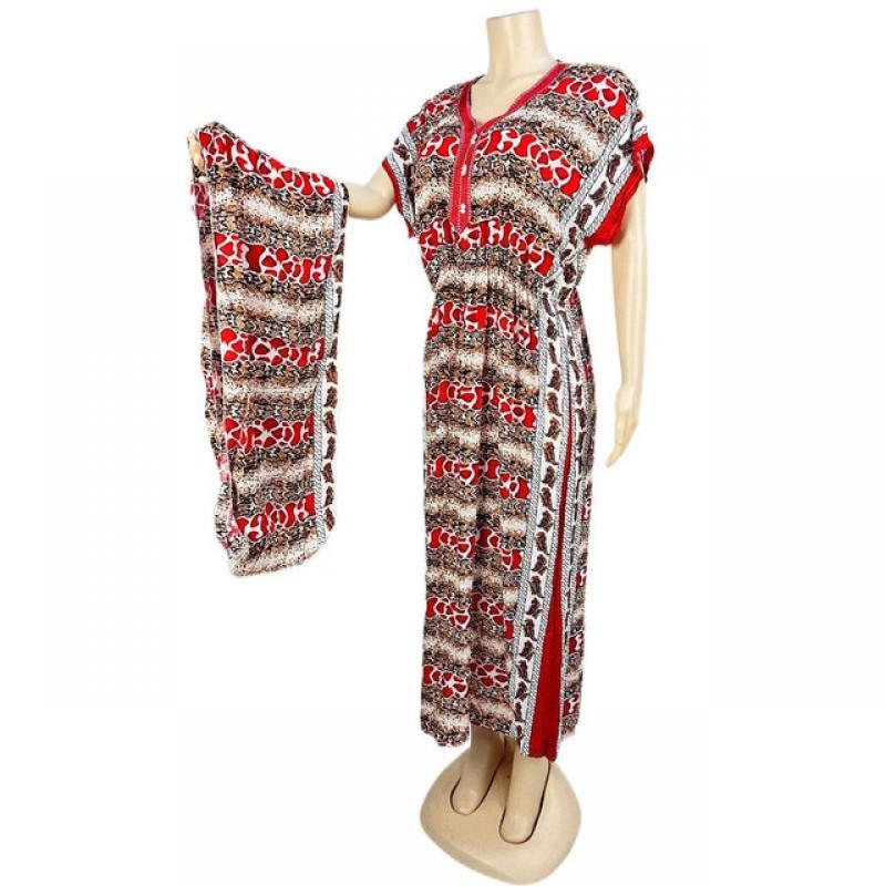 Summer Kaftan Laeopard Print Women Maxi Dress Muslim Abaya Arab Robe African Dashiki Dubai Turkey Caftan Gown with Scarf Dresses