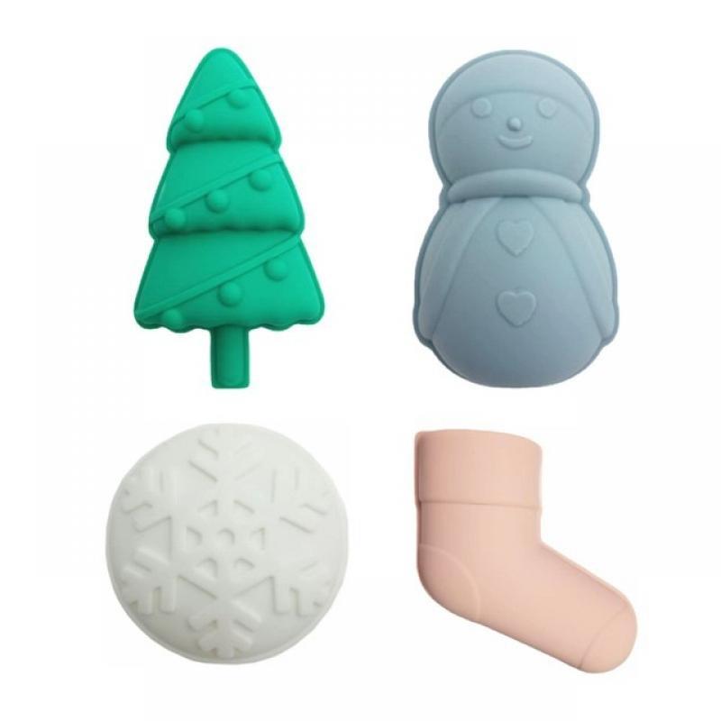 Animal Fruits Silicone 4pcs/Set Sand Mold Seaside Digging Soil Snow Tool Bucket Beach Accessories Toys for boy girl Outdoor Play