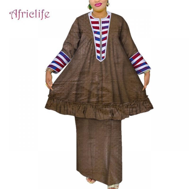 African Clothes for Women Loose Elegant Lady Two Pcs Skirt Sets Party Bazin Riche Dress Plus Size Clothing for Women Sets WY9677