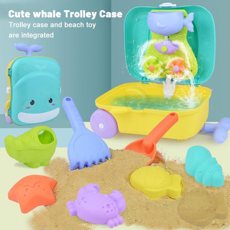 Summer Beach Sand Play Toys for Kids Luggage Toy Kit Water Toys Sand Bucket Pit Tool Outdoor Toys for Children Boy Girl Gifts