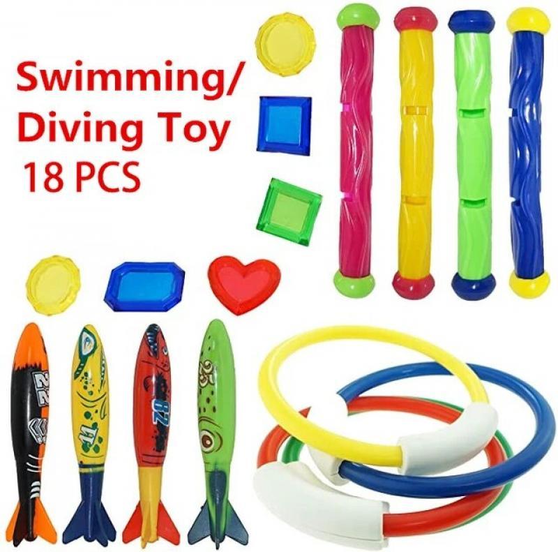 Summer Diving Toys Shark Torpedo Rocket Throwing Toy Funny Swimming Pool Diving Game Children Dive Accessories Toys Set