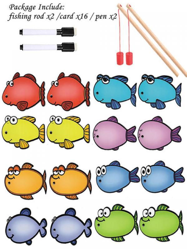 Fishing Toys Montessori Education For Kids  Written Card Rewrittable Board Kids Words Learning Teaching Children DIY Quiz Game