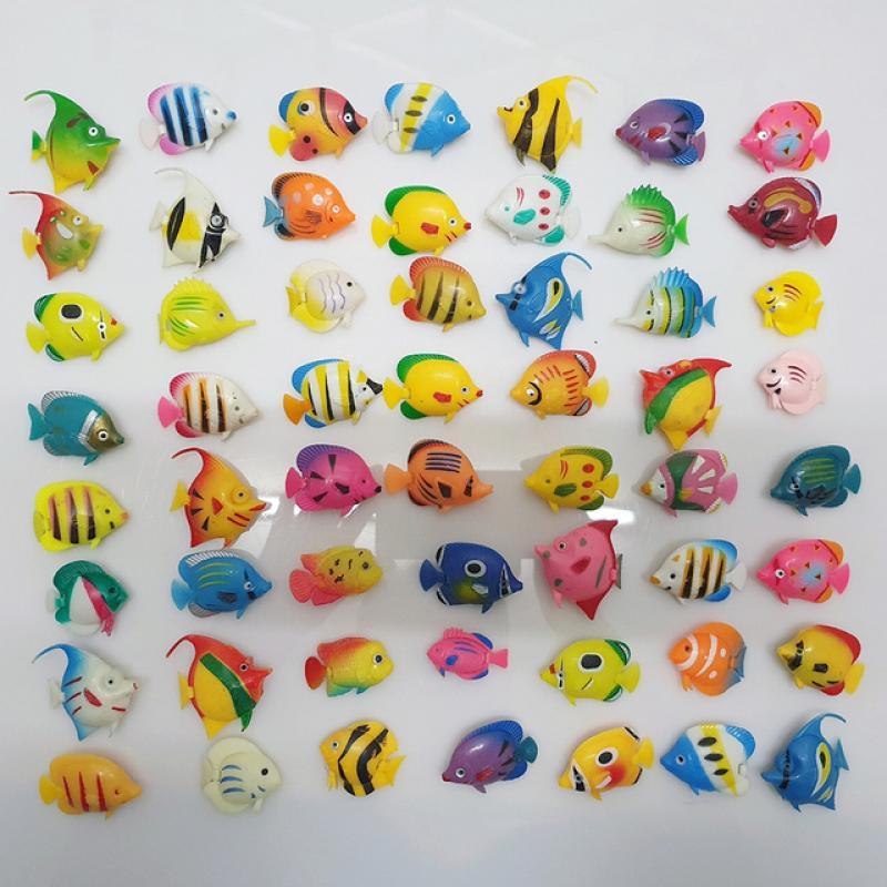 20Pcs Tropical Fish Figure Play Set with Plastic Fish Toys Fake Small Plastic Fish Assorted Fishes Baby Bath Toy