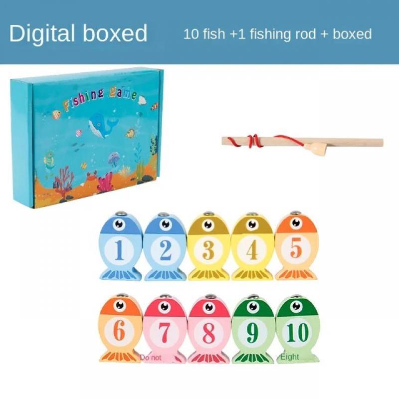 Wooden Alphanumeric Cognitive Early Education Magnetic Fishing Toys for Boys and Girls Children Parent-child Interactive Games