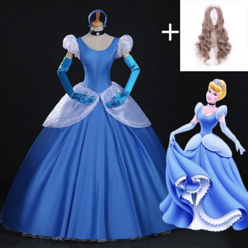 2020 Cinderella cosplay adult Blue Cinderella Girl Wedding Dress Adult Custom Party Halloween Cosplay Carnival Cosplay costume