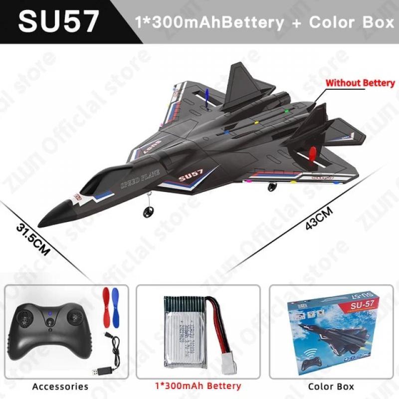 RC Plane SU57 2.4G With LED Lights Aircraft Remote Control Flying Model Glider EPP Foam Toys Airplane For Children Gifts