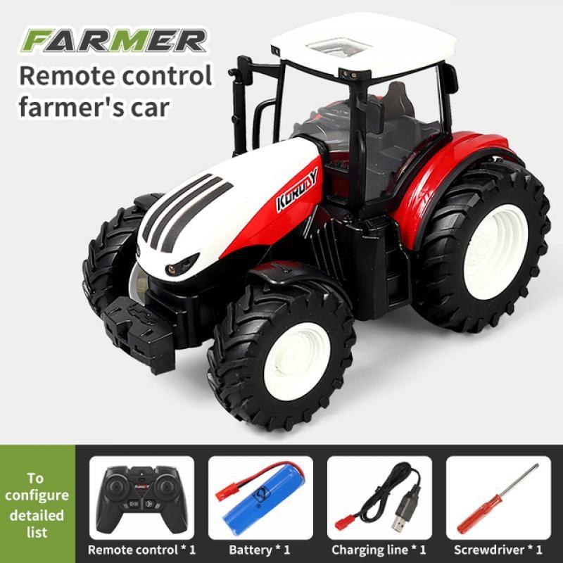 RC Farm Tractors Car Trailer 2.4G Radio Controlled Cars Farming Simulator Truck Miniature Farmer Animal Model Toys Children Boy