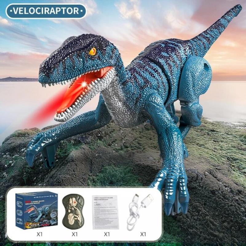 Laser Tracking RC Dinosaur Toys for Kids Remote Control Robot Verisimilitude Sound Spray for Kids Boys Girls Children's Gifts