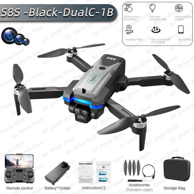 2024 New S8S RC Drone Brushless 8K HD Dual ESC Camera Optical Flow 360° Obstacle Avoidance Headless Mode Foldable Quadcopter
