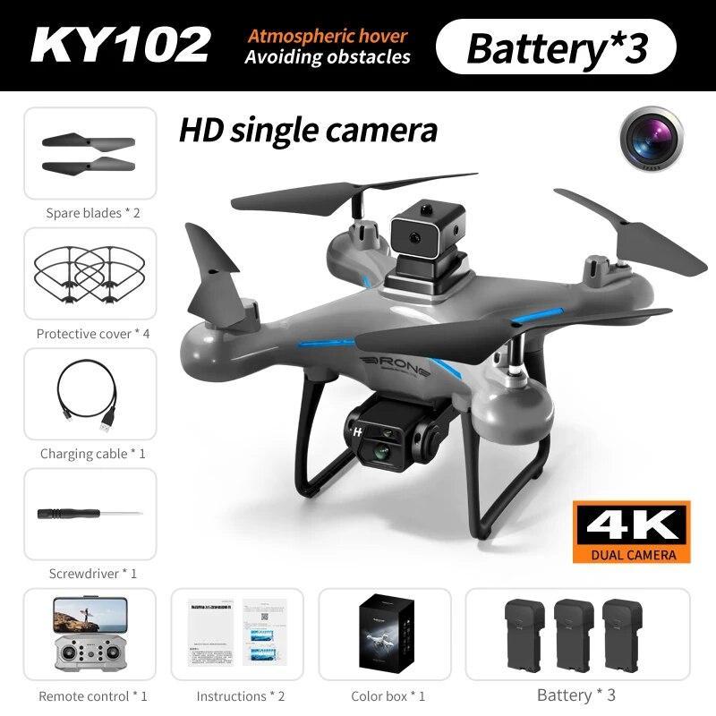 2023 New KY102 Drone 2.4G 4K Camera Genie Optical Flow Hover Four-way Obstacle Avoidance Mobile Remote Control Quadcopter Toys