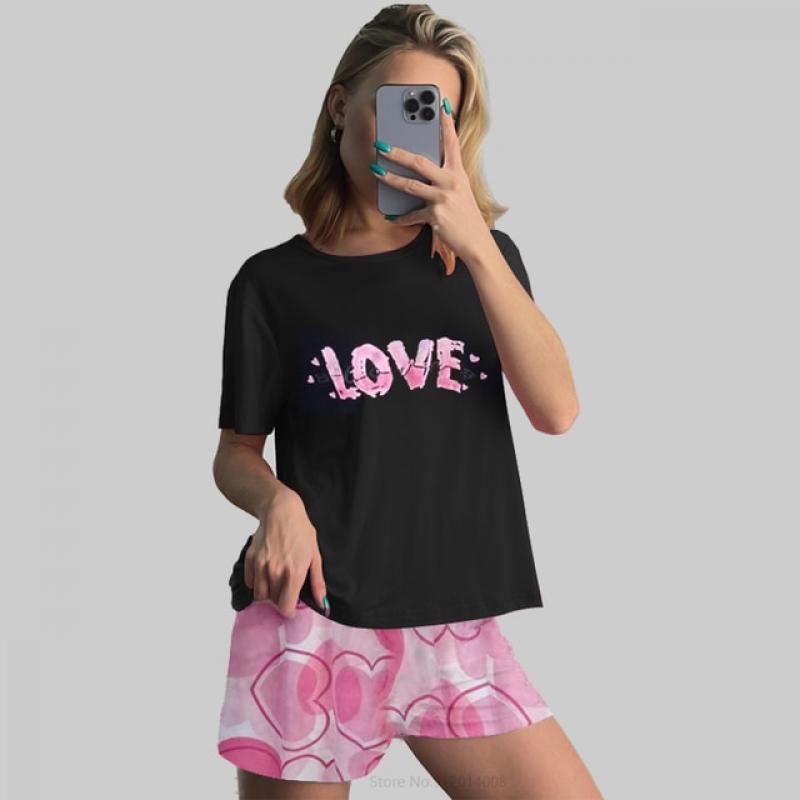 2023 New Women Pajamas Suits Lovely Home Suit Sleepwear Short Sleeve Pyjamas Comfortable Girl Spring And Summer Models Tracksuit