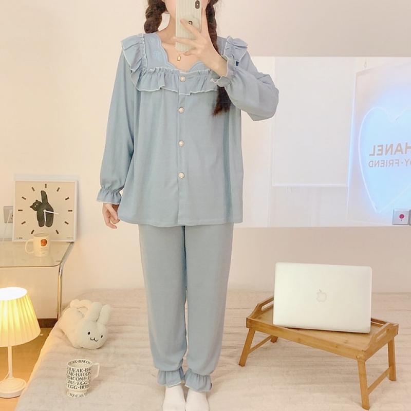 Women Cotton Sleepwear Pajamas Set Pijama Cherry Print Pyjamas Female Set Woman 2 Piece 7XL Loungewear Pyjama Home Suit