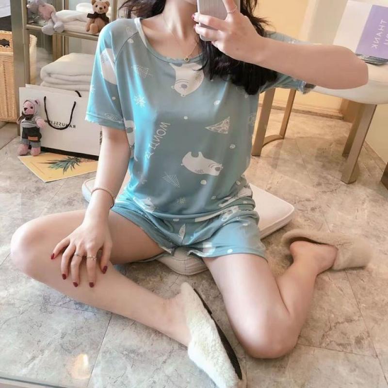 Kawaii Cartoon Dinosaur Pajamas Set for Womens Summer M-5XL Girls Shorts Fashion Loungewear Women Cute Pijamas Lady Sleepwear